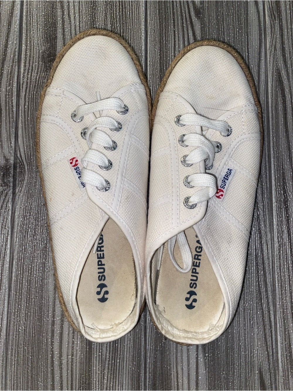 Superga White Canvas Espadrille Lace-Up Sneakers